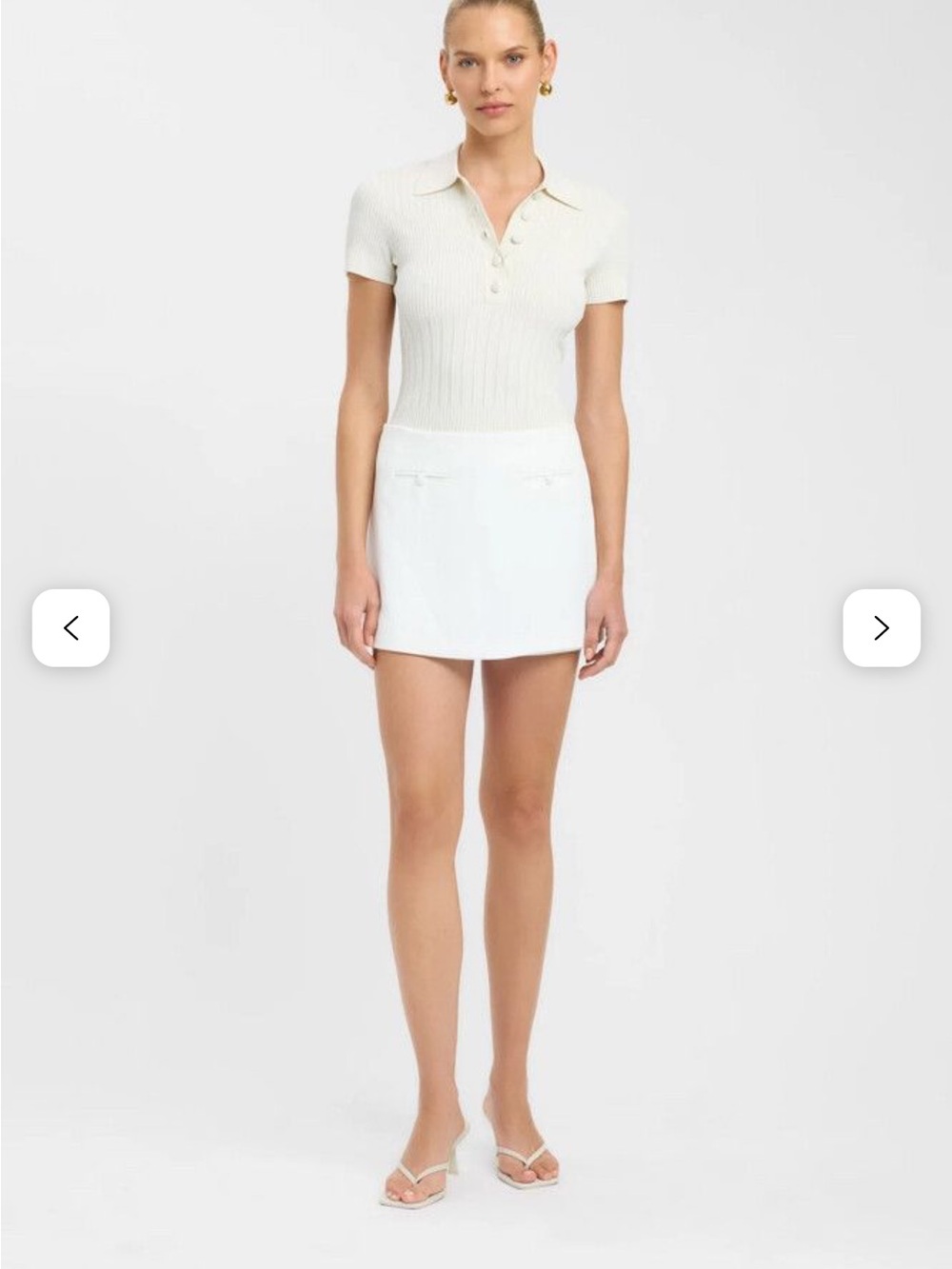 Kookai Cream Ribbed Short-Sleeve Polo - Picture 3 of 7